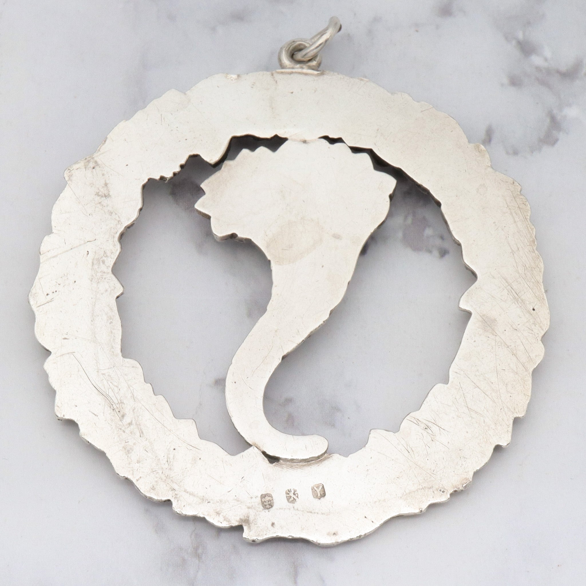 1895 Glasgow, Scotland large sterling thistle & Cornucopia pendant
